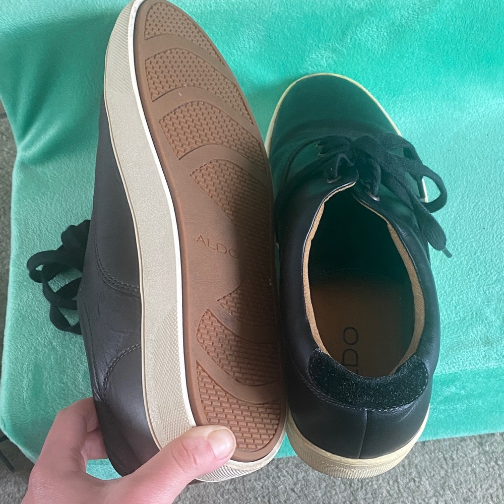 Aldo Black Leather Men's Sneakers - Picture 8 of 8
